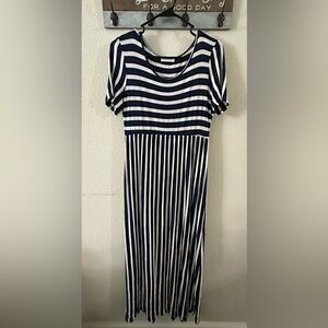Navy and White Striped Dress